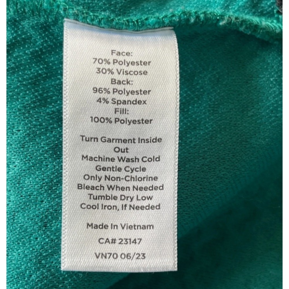 T by Talbots Womens Emerald Green Quilted Chevron Side Zip Top Pullover Large - Picture 3 of 10
